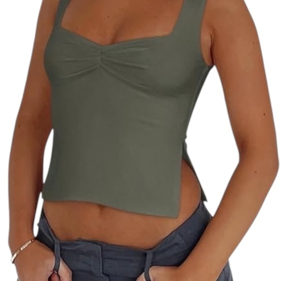 ReoRia Tank Top Cropped Sweetheart Neckline Green XL - Picture 5 of 5
